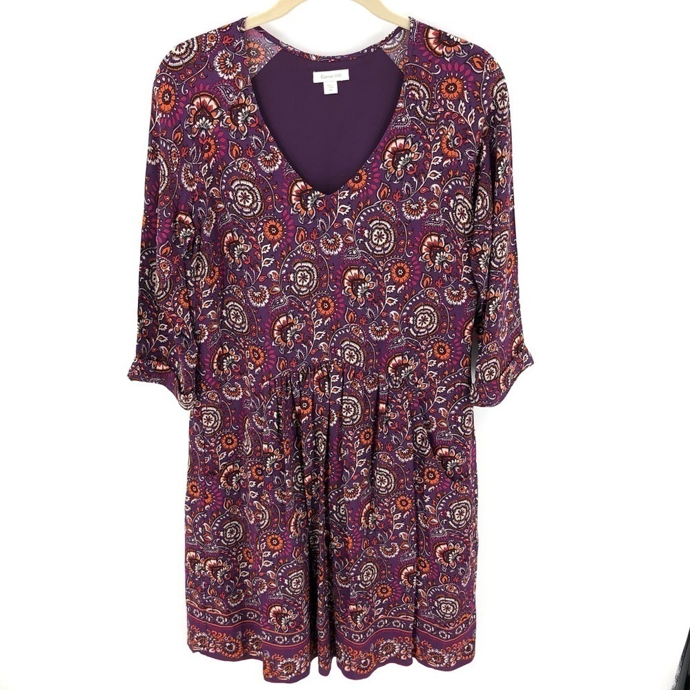 Garnet Hill Dress Womens 2 Pockets Boho Floral Cottage Trad Wife Indie Whimsy
